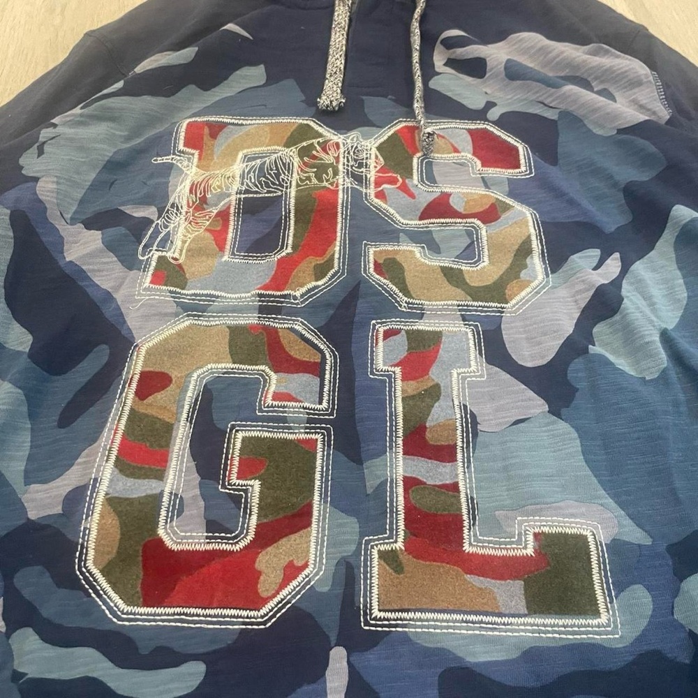 Desigual Blue Camouflage Hoodie sz L - Picture 2 of 6